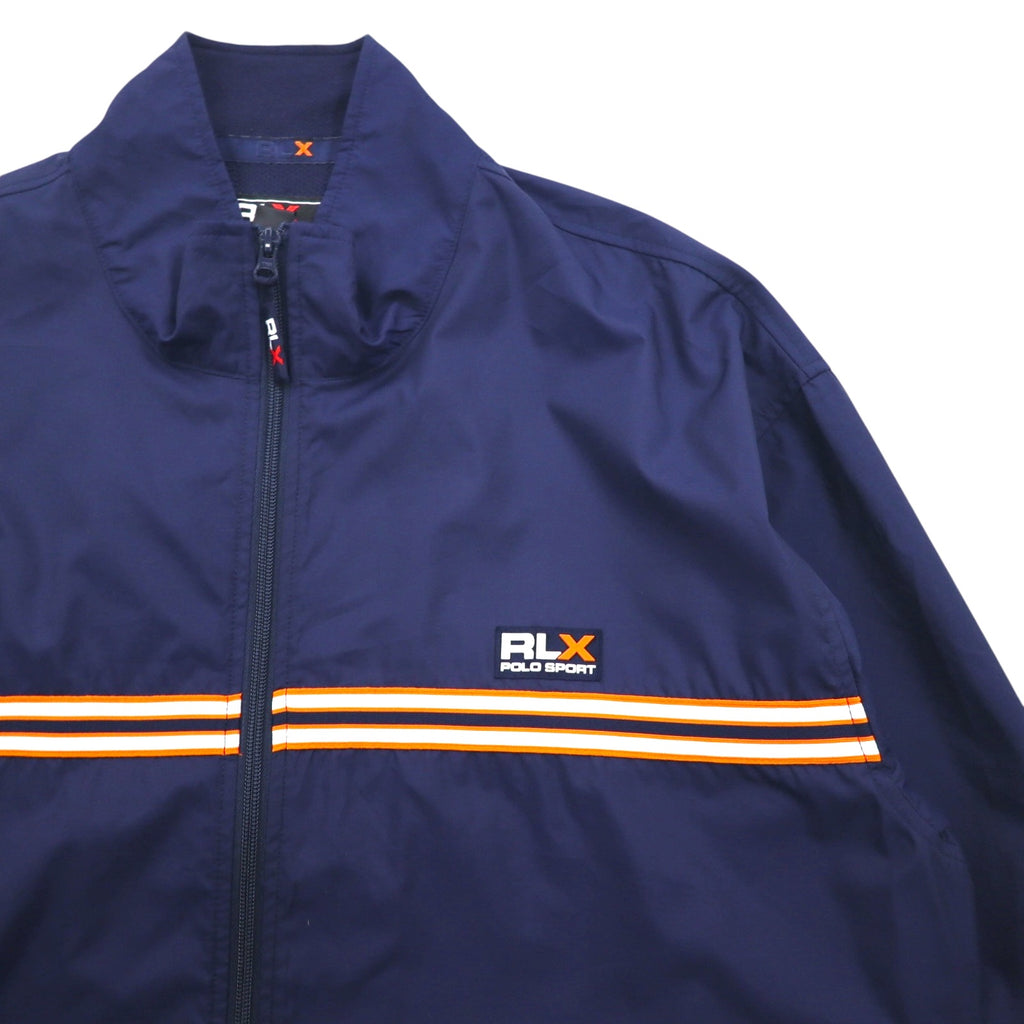 RLX Ralph Lauren Stand Collar Track Jacket 2XL Navy Drawcord Side Zip Pocket