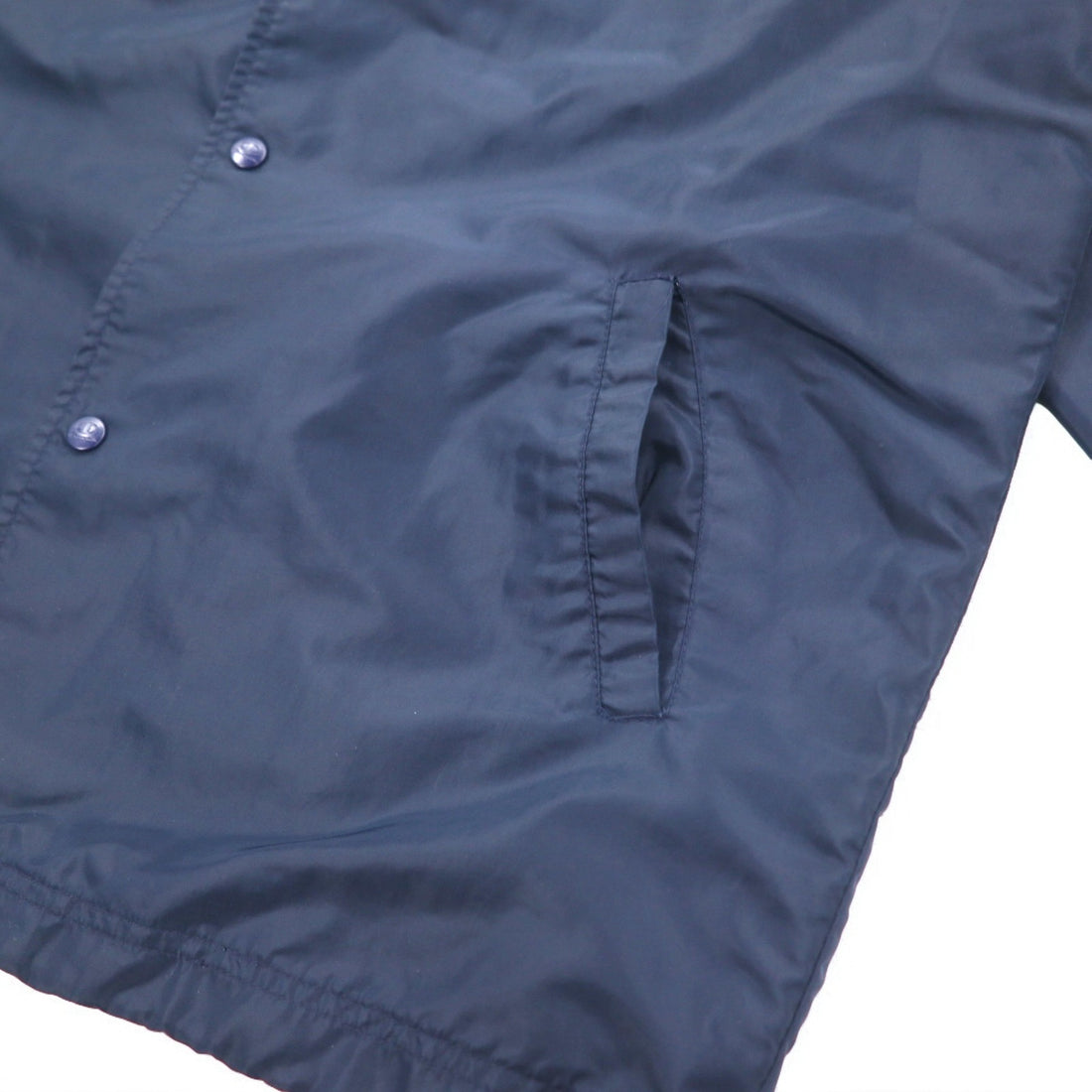 Champion 90s Long Coach Jacket M Navy Script Logo Back Print