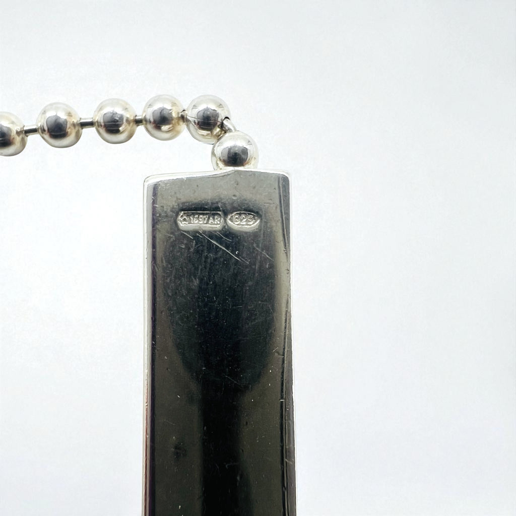GUCCI Vintage Ball Chain Choker Necklace Silver 925 Logo Plate Made in Italy