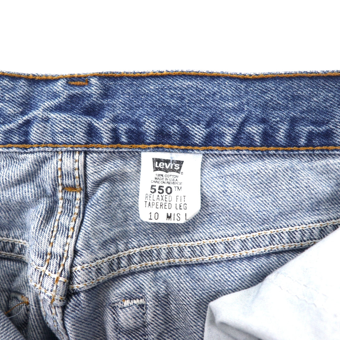 Levi's USA Made 90's 550 Relaxed Fit Tapered Denim Pants 10 Blue Ice Wash Cotton Button Back 512