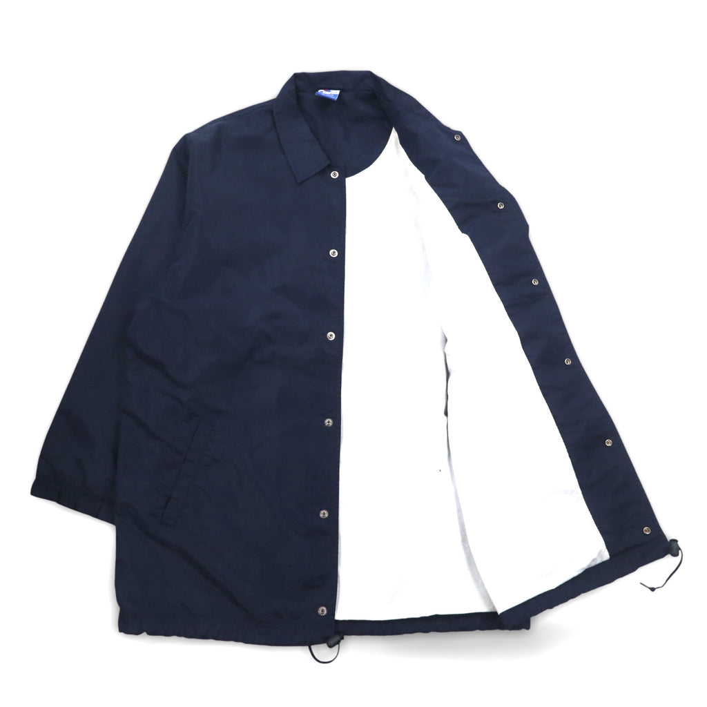 Champion 90s Long Coach Jacket M Navy Script Logo Back Print