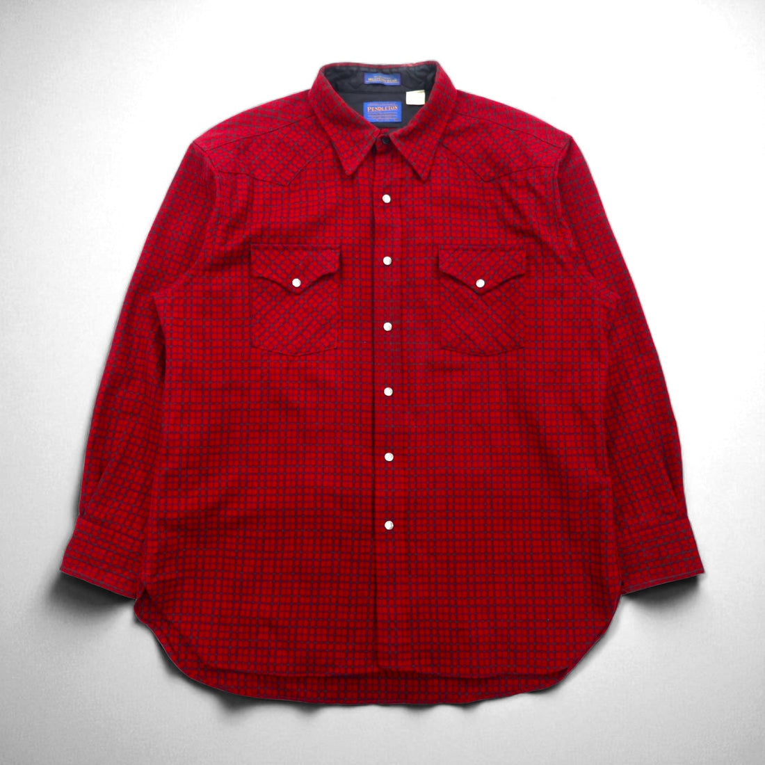 PENDLETON USA製 HIGH GRADE WESTERN WEAR フランネル ウエスタンシャツ XL レッド チェック ウール スナップボタン ダブルポケット