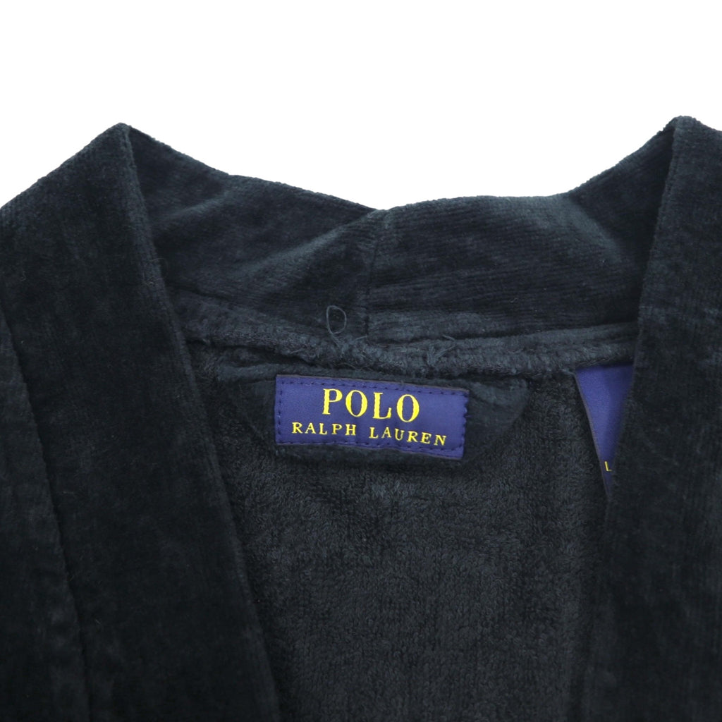POLO RALPH LAUREN pile robe coat gown L/XL black cotton with belt
