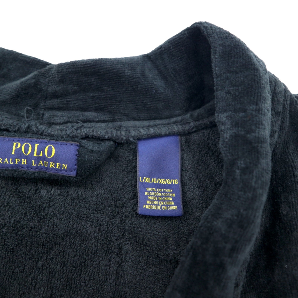 POLO RALPH LAUREN pile robe coat gown L/XL black cotton with belt