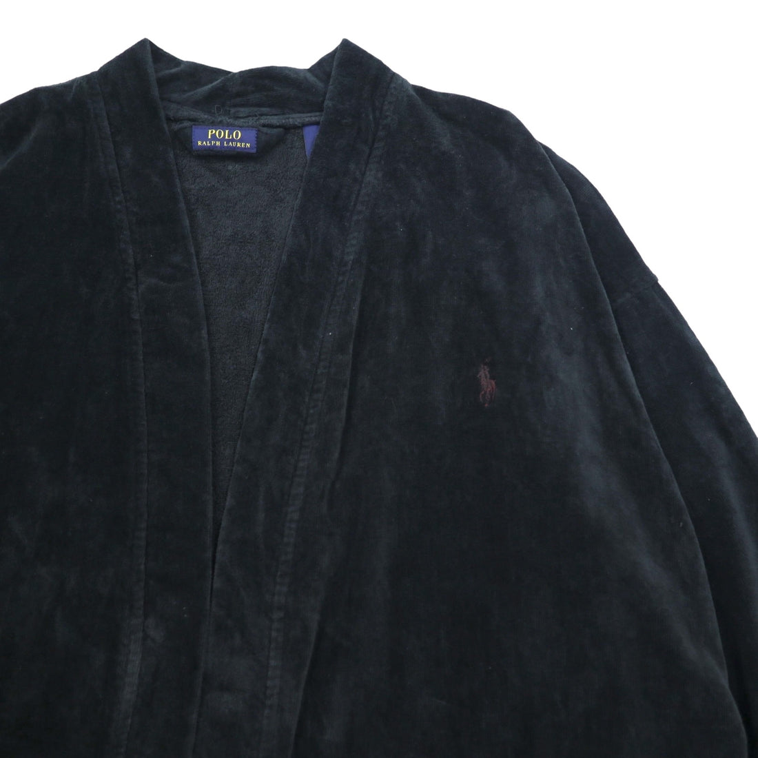 POLO RALPH LAUREN pile robe coat gown L/XL black cotton with belt