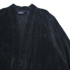 POLO RALPH LAUREN pile robe coat gown L/XL black cotton with belt