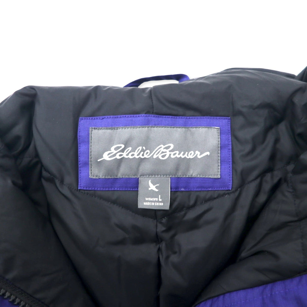 Eddie Bauer Weather Edge Down Parka Down Coat L Navy Polyester Fur Detachable WEATHER EDGE