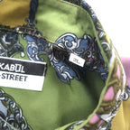 Vintage 90s Retro Shirt KABUL 90年代 総柄 ポリシャツ 2XL カーキ ポリエステル レトロ