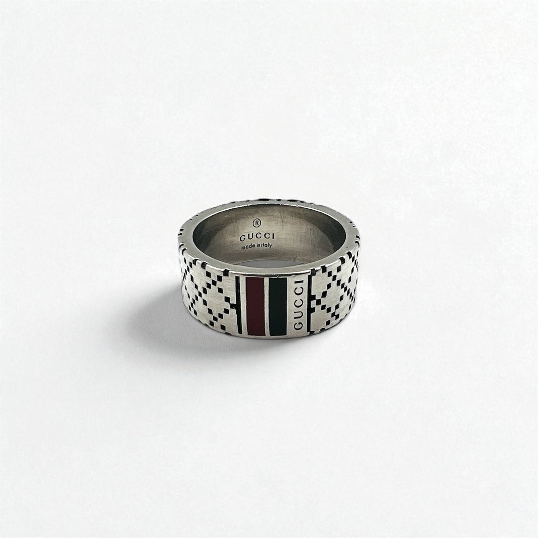 GUCCI Sherry Line Diamantissima Ring, Size 14, Silver Ag925, Made in Italy