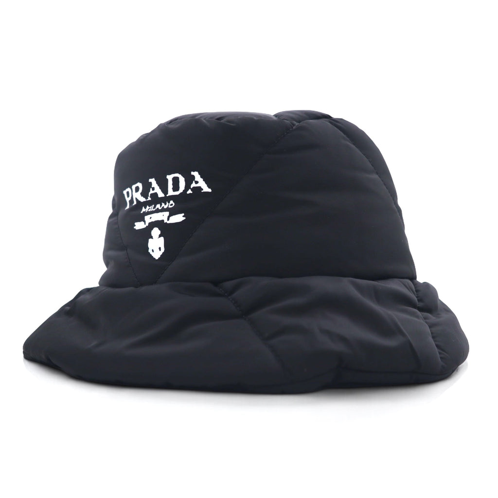PRADA Padded Re-Nylon Bucket Hat, Quilted, Logo Print, 22AW, 2HC252