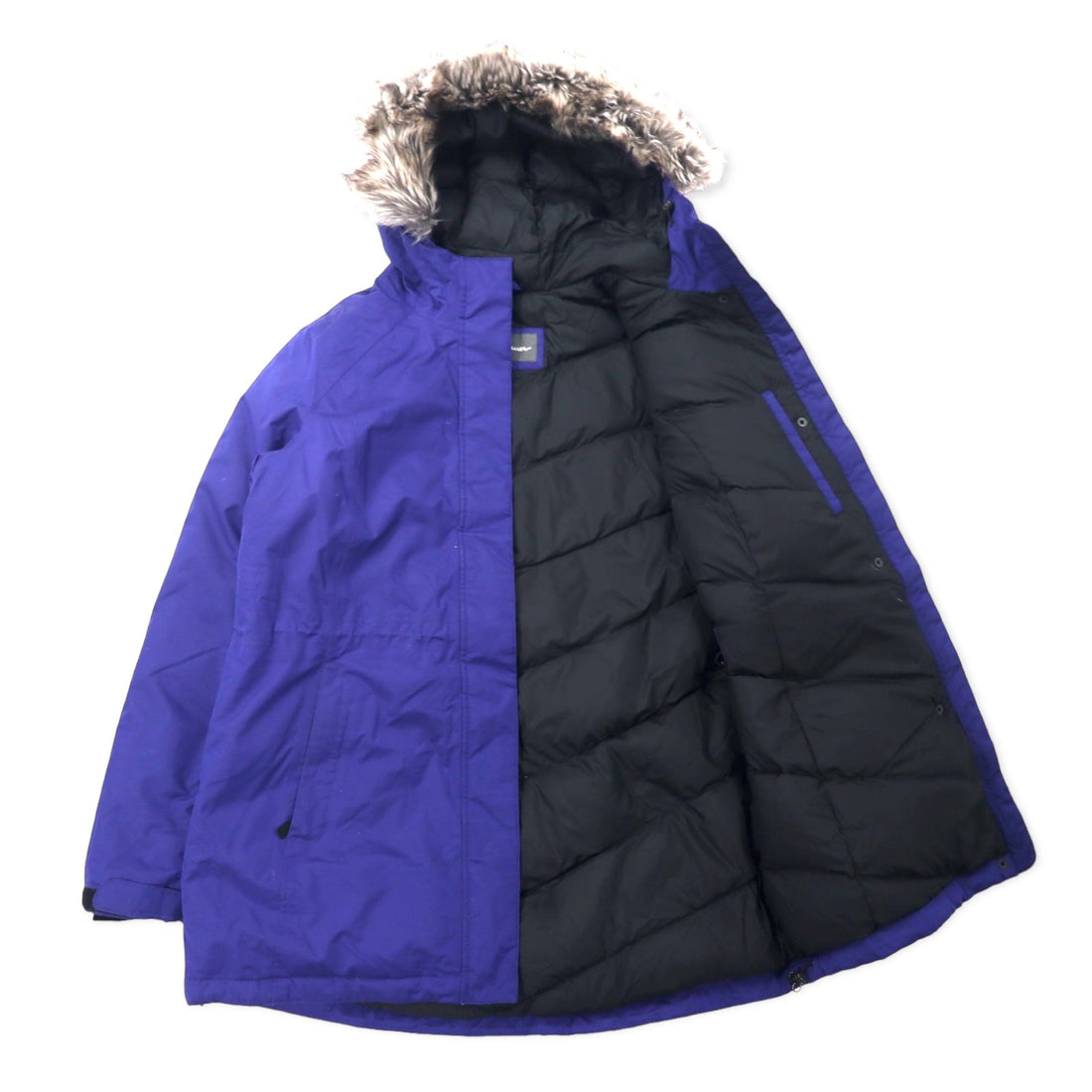 Eddie Bauer Weather Edge Down Parka Down Coat L Navy Polyester Fur Detachable WEATHER EDGE