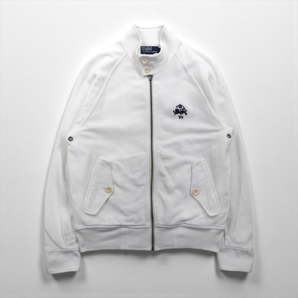 Polo Ralph Lauren 90s Stand Collar Zip Up Jacket, Medium, White Cotton