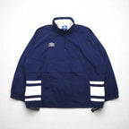 UMBRO 00年代 ハーフジップ アノラックジャケット XL ネイビー ワンポイントロゴ カンガルーポケット