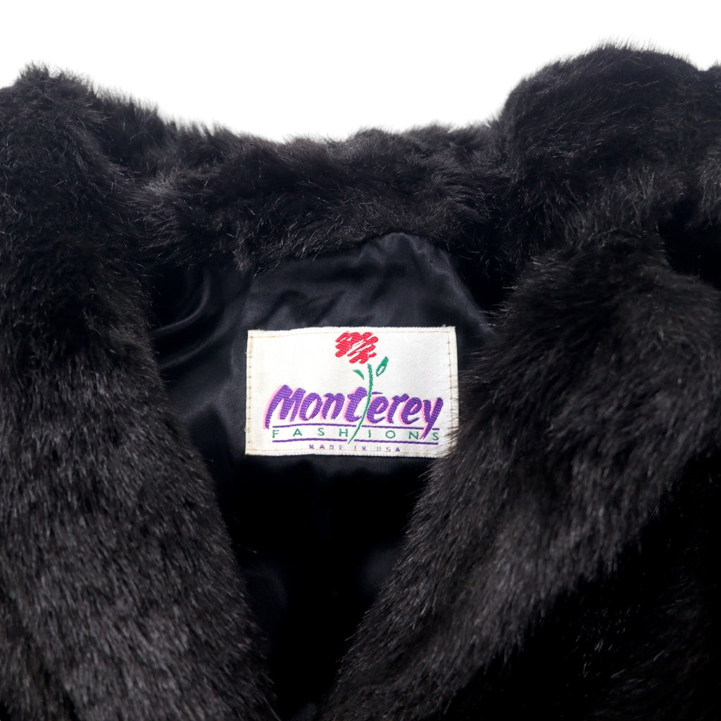 Monterey USA 90's Faux Fur Jacket Fur Coat 10 Black Acrylic