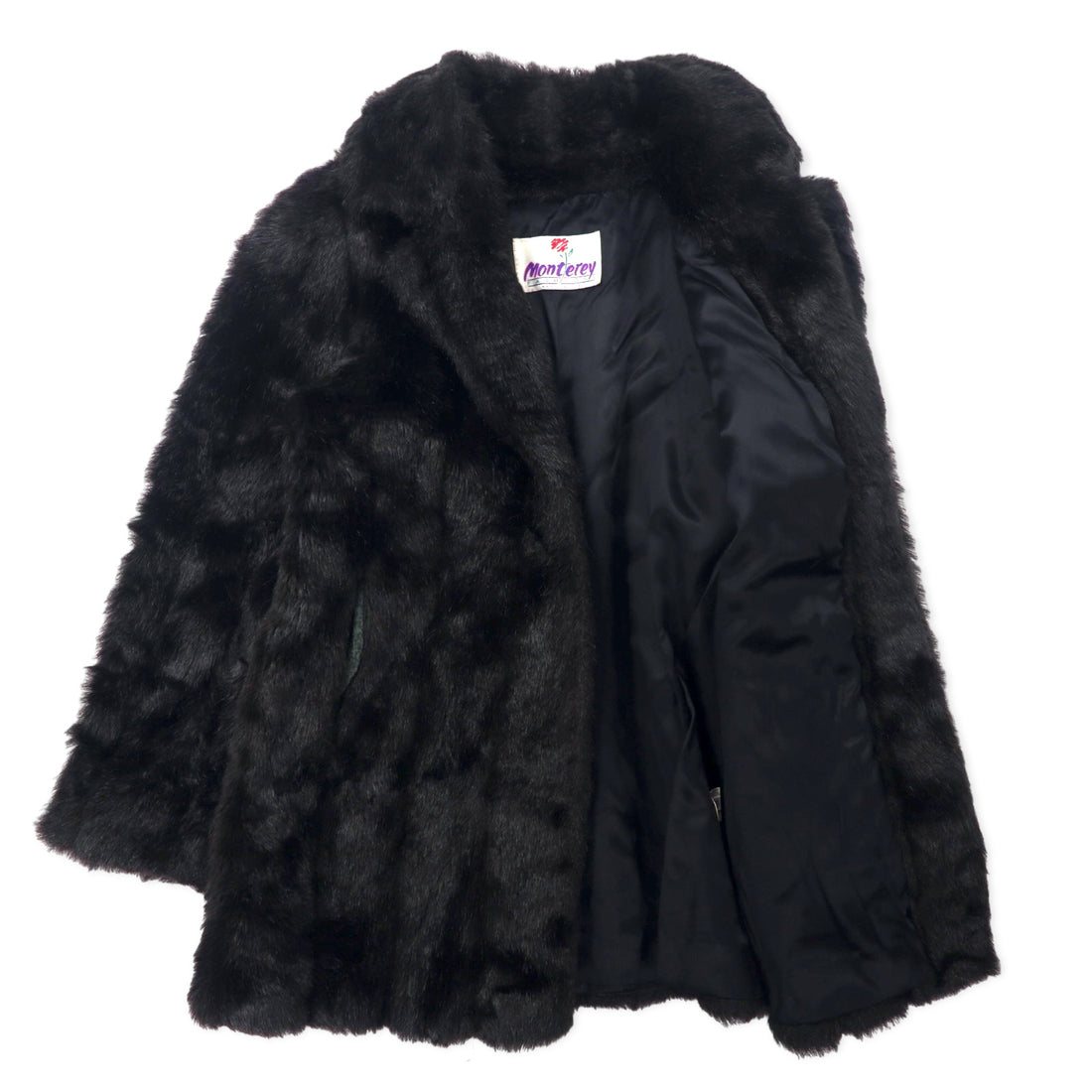 Monterey USA 90's Faux Fur Jacket Fur Coat 10 Black Acrylic
