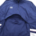 UMBRO 00年代 ハーフジップ アノラックジャケット XL ネイビー ワンポイントロゴ カンガルーポケット