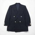 BURBERRY ピークドラペル ダブル テーラードジャケット ブレザー M ネイビー ギャバジン 紺ブレ 金ボタン 羊毛 日本製
