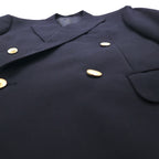 BURBERRY ピークドラペル ダブル テーラードジャケット ブレザー M ネイビー ギャバジン 紺ブレ 金ボタン 羊毛 日本製