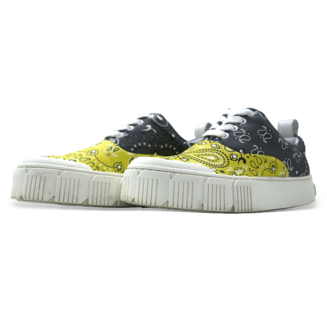 PIERRE HARDY Olly Sneakers 23cm Yellow Gray Bandana Pattern Leather GREY-YELLOW BANDANA Made in Portugal
