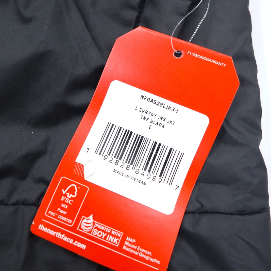 THE NORTH FACE Insulated Jacket, Padded Down Jacket, L, Black, Polyester, Logo Embroidery, Everyday Insulated Jacket, NF0A529LJK3, Unused Item