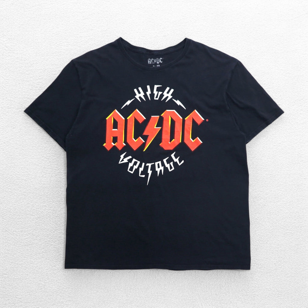 AC/DC 00s Rock Band T-Shirt Band Tee XL Black Cotton HIGH VOLTAGE