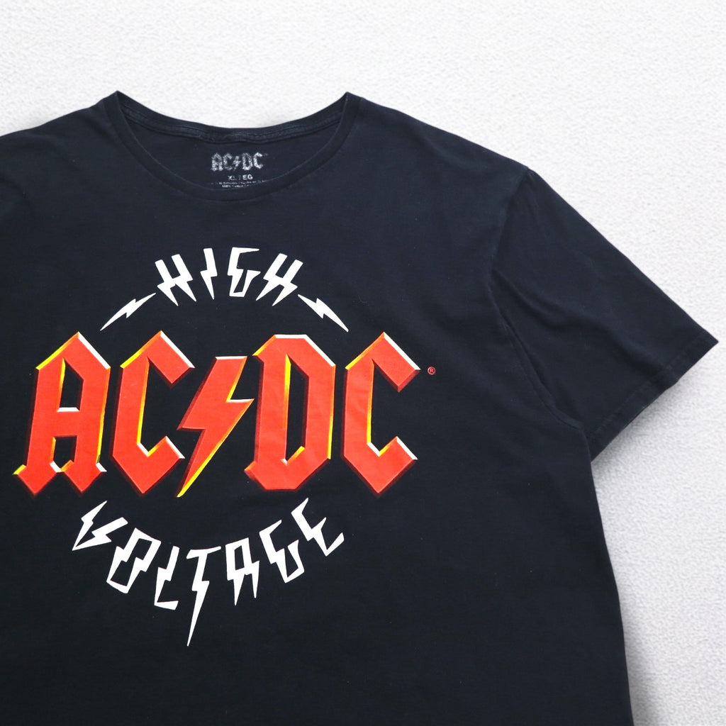 AC/DC 00s Rock Band T-Shirt Band Tee XL Black Cotton HIGH VOLTAGE