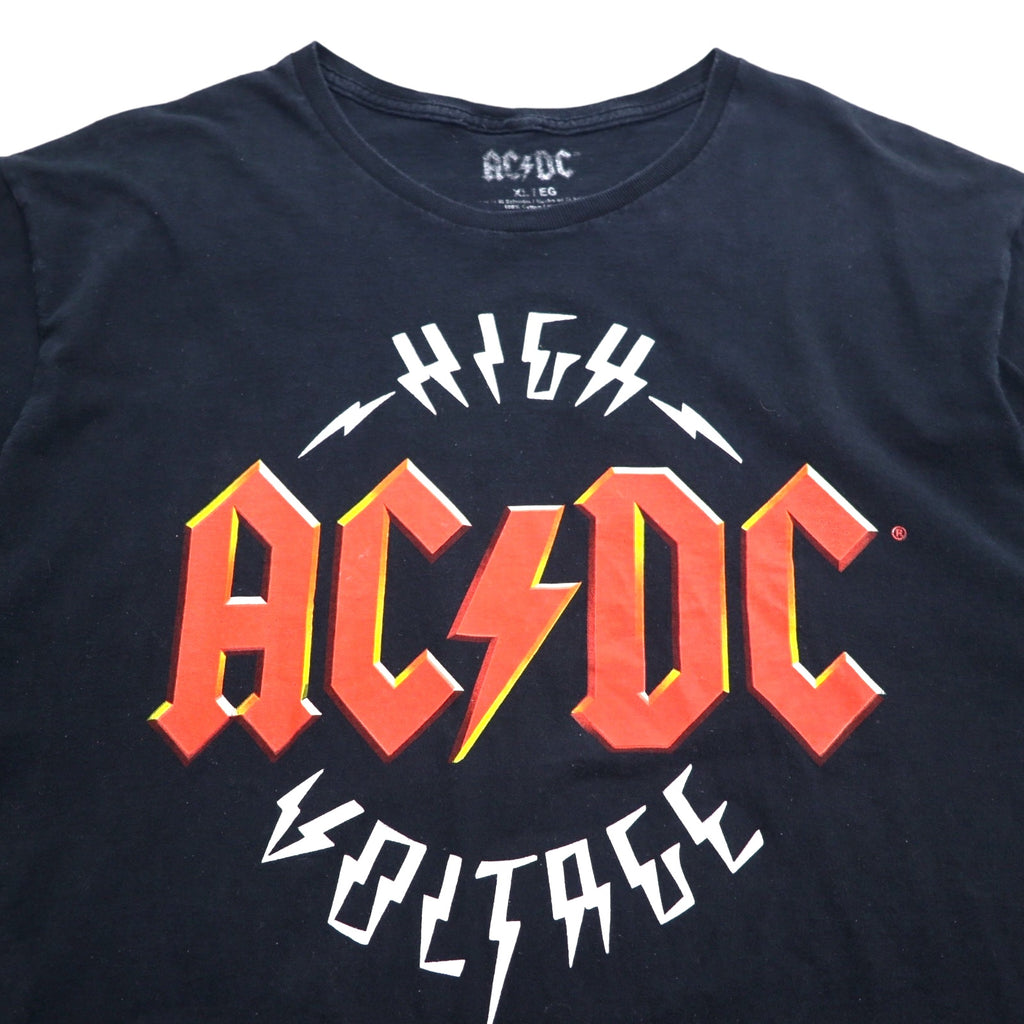 AC/DC 00s Rock Band T-Shirt Band Tee XL Black Cotton HIGH VOLTAGE