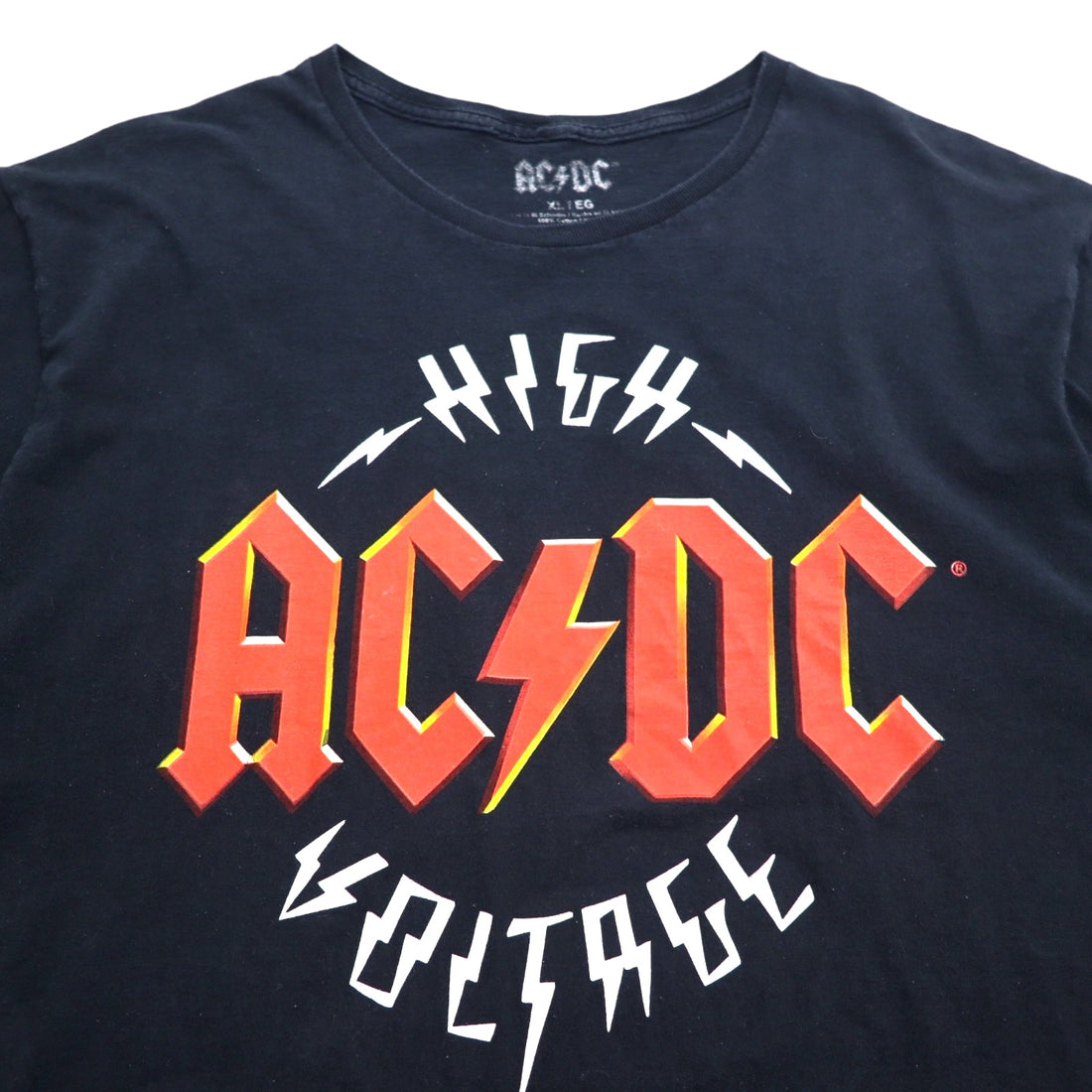 AC/DC 00s Rock Band T-Shirt Band Tee XL Black Cotton HIGH VOLTAGE