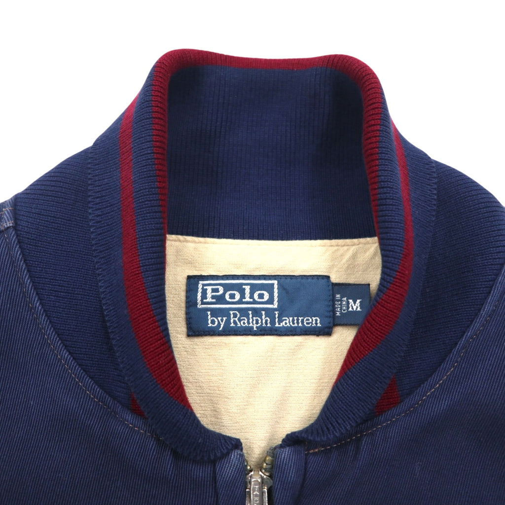 Polo by Ralph Lauren 90s Swing Top Sports Jacket, Blouson, Medium, Navy, Talon Zip, Ribbed Lines