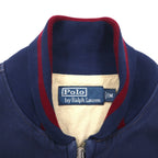 Polo by Ralph Lauren 90s Swing Top Sports Jacket, Blouson, Medium, Navy, Talon Zip, Ribbed Lines