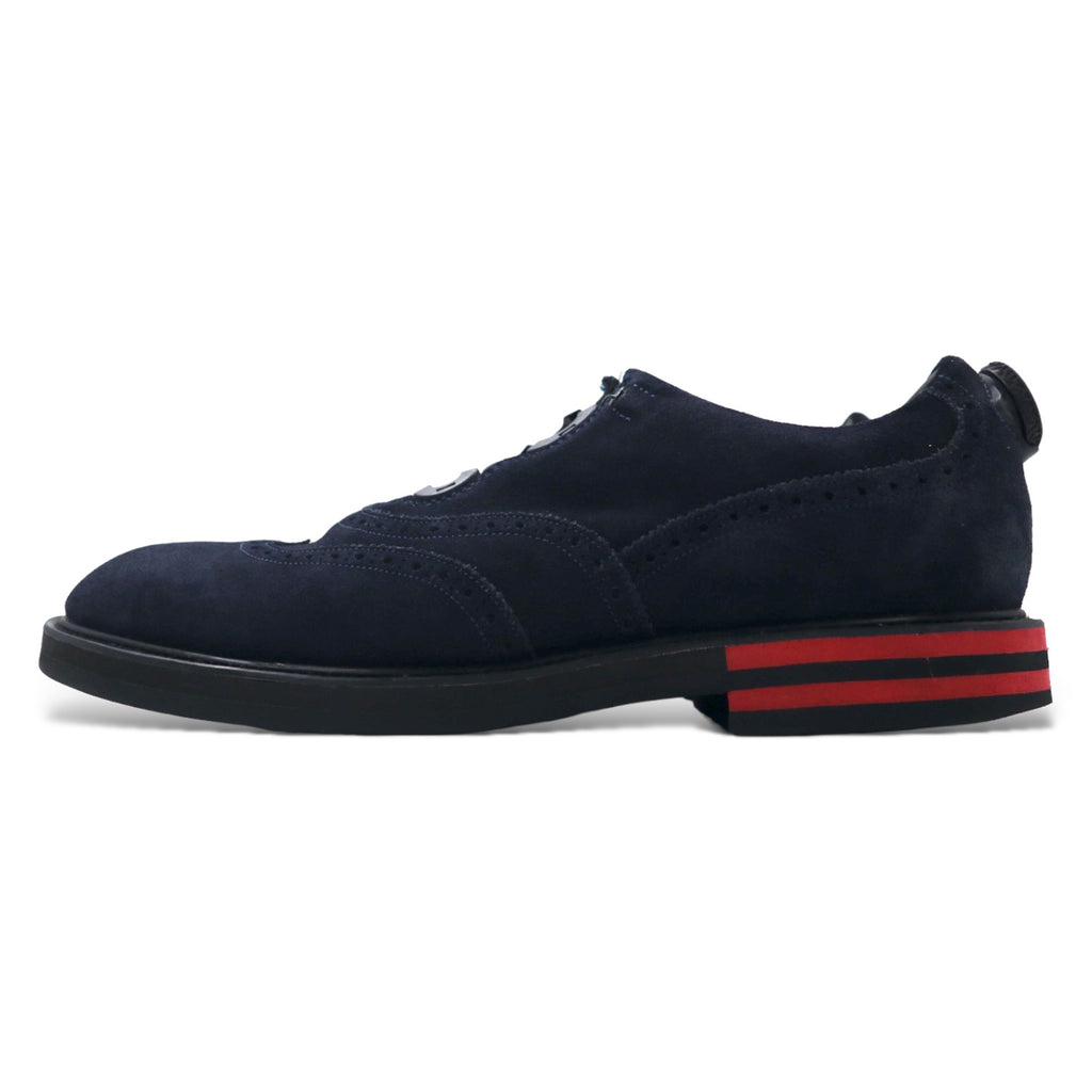 日本然リトテ-古着オンライン-John UNDERCOVER × SPECTUS SHOE CO. ダイヤル式ロック スエードレザー シューズ 28cm ネイビー vibramソール WING TIP BALMORAL-John UNDERCOVER × SPECTUS SHOE CO. Dial lock suede leather shoes US10 navy vibram sole WING TIP BALMORAL