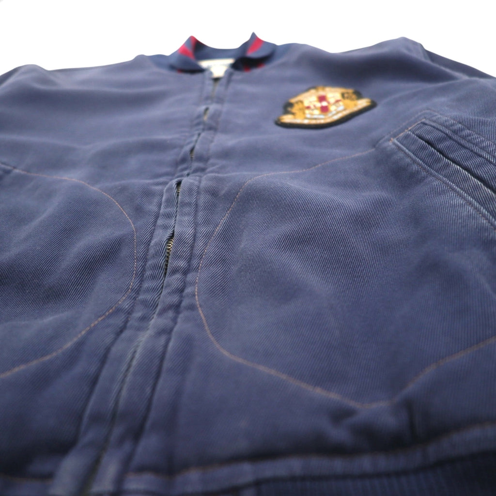 Polo by Ralph Lauren 90s Swing Top Sports Jacket, Blouson, Medium, Navy, Talon Zip, Ribbed Lines