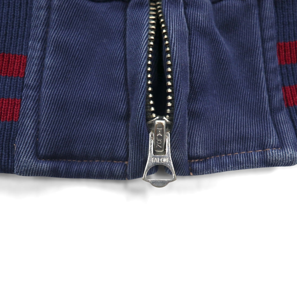 Polo by Ralph Lauren 90s Swing Top Sports Jacket, Blouson, Medium, Navy, Talon Zip, Ribbed Lines