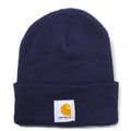 日本然リトテ-古着オンライン-carhartt USA製 ビーニー ニット帽 ONE ネイビー アクリル ロゴ-carhartt USA Made Beanie Knit Hat ONE Navy Acrylic Logo