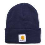日本然リトテ-古着オンライン-carhartt USA製 ビーニー ニット帽 ONE ネイビー アクリル ロゴ-carhartt USA Made Beanie Knit Hat ONE Navy Acrylic Logo