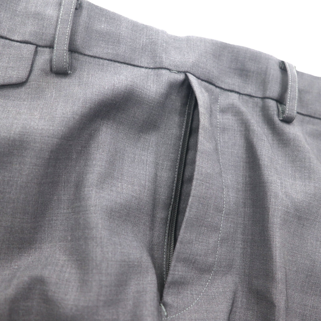 URU Zip Slit Easy Slacks Pants M Navy Wool Tapered 16SUP03 Made in Japan