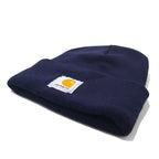 carhartt USA製 ビーニー ニット帽 ONE ネイビー アクリル ロゴ