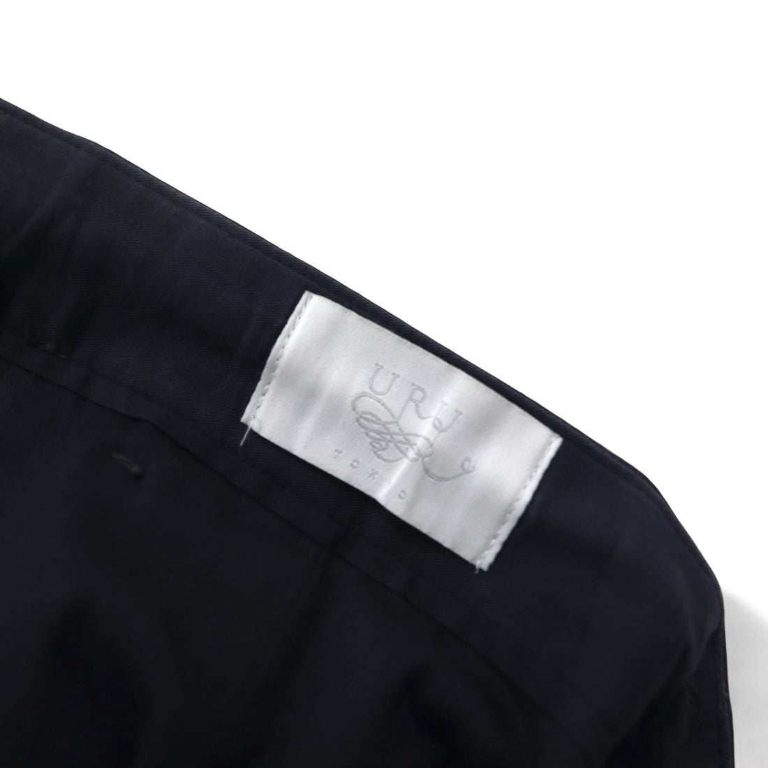URU Zip Slit Easy Slacks Pants M Navy Wool Tapered 16SUP03 Made in Japan