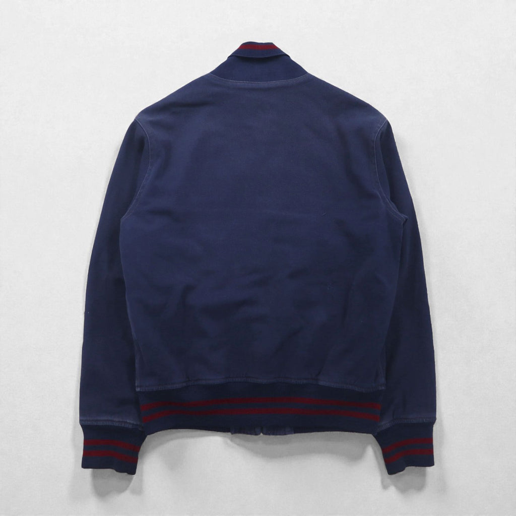 Polo by Ralph Lauren 90s Swing Top Sports Jacket, Blouson, Medium, Navy, Talon Zip, Ribbed Lines