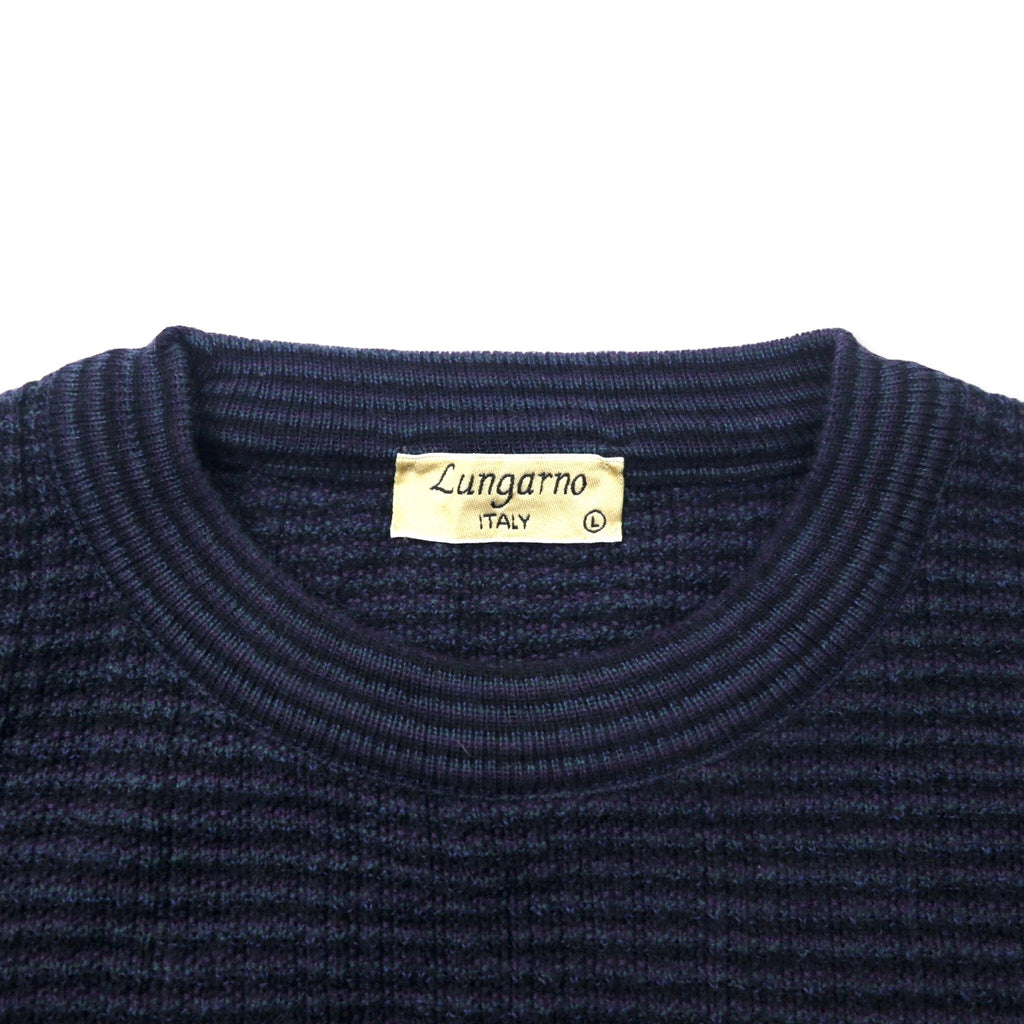 Lungarno Italian Cable Knit Sweater L Navy Acrylic Wool
