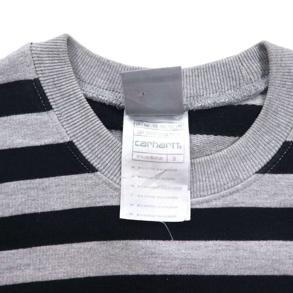 Carhartt Crew Neck Sweatshirt S Grey Striped Cotton Made in Turkey