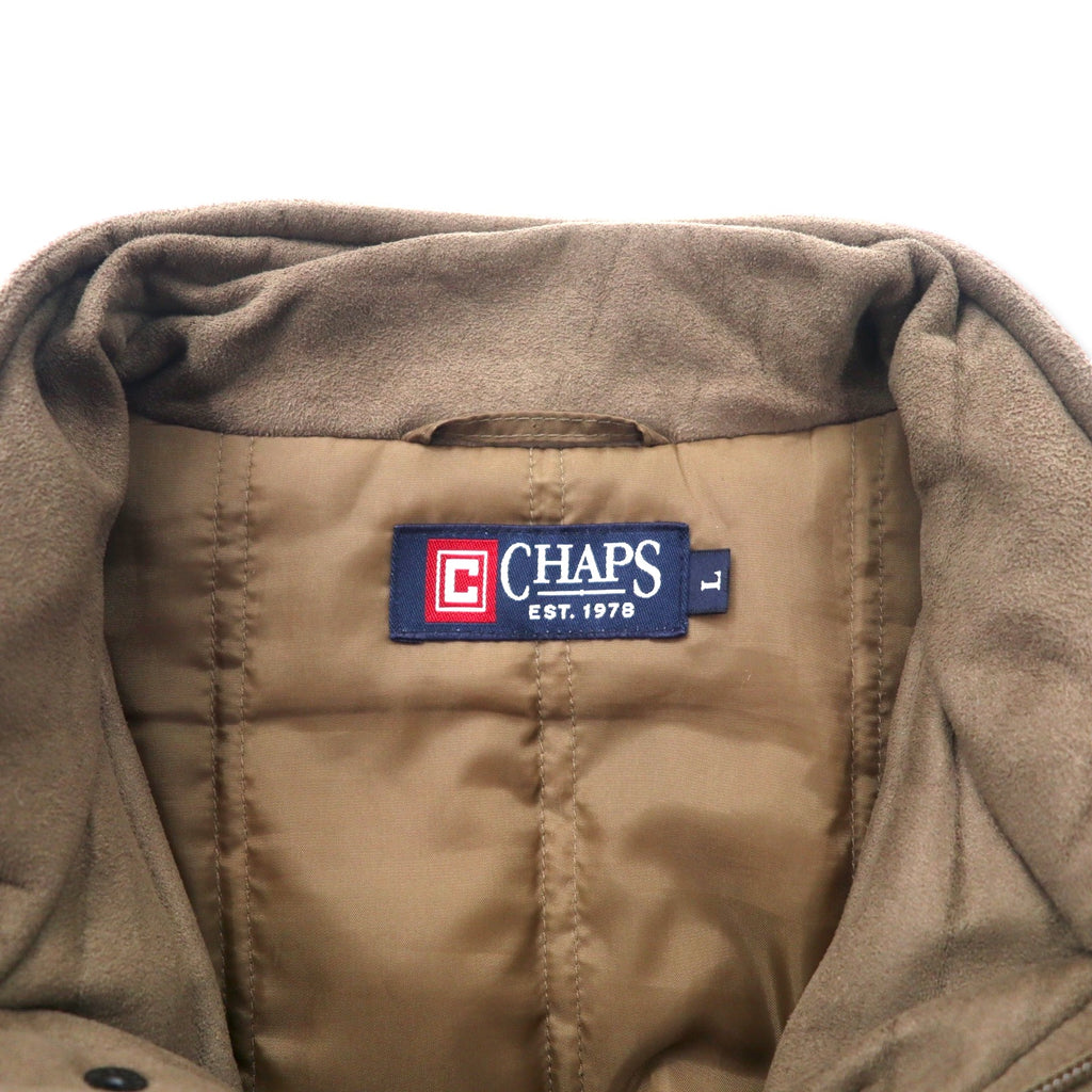CHAPS Faux Suede Leather Insulation Jacket Coat Filling L Beige Polyester
