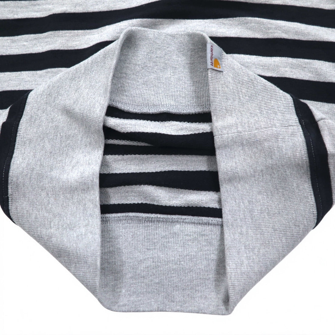 Carhartt Crew Neck Sweatshirt S Grey Striped Cotton Made in Turkey