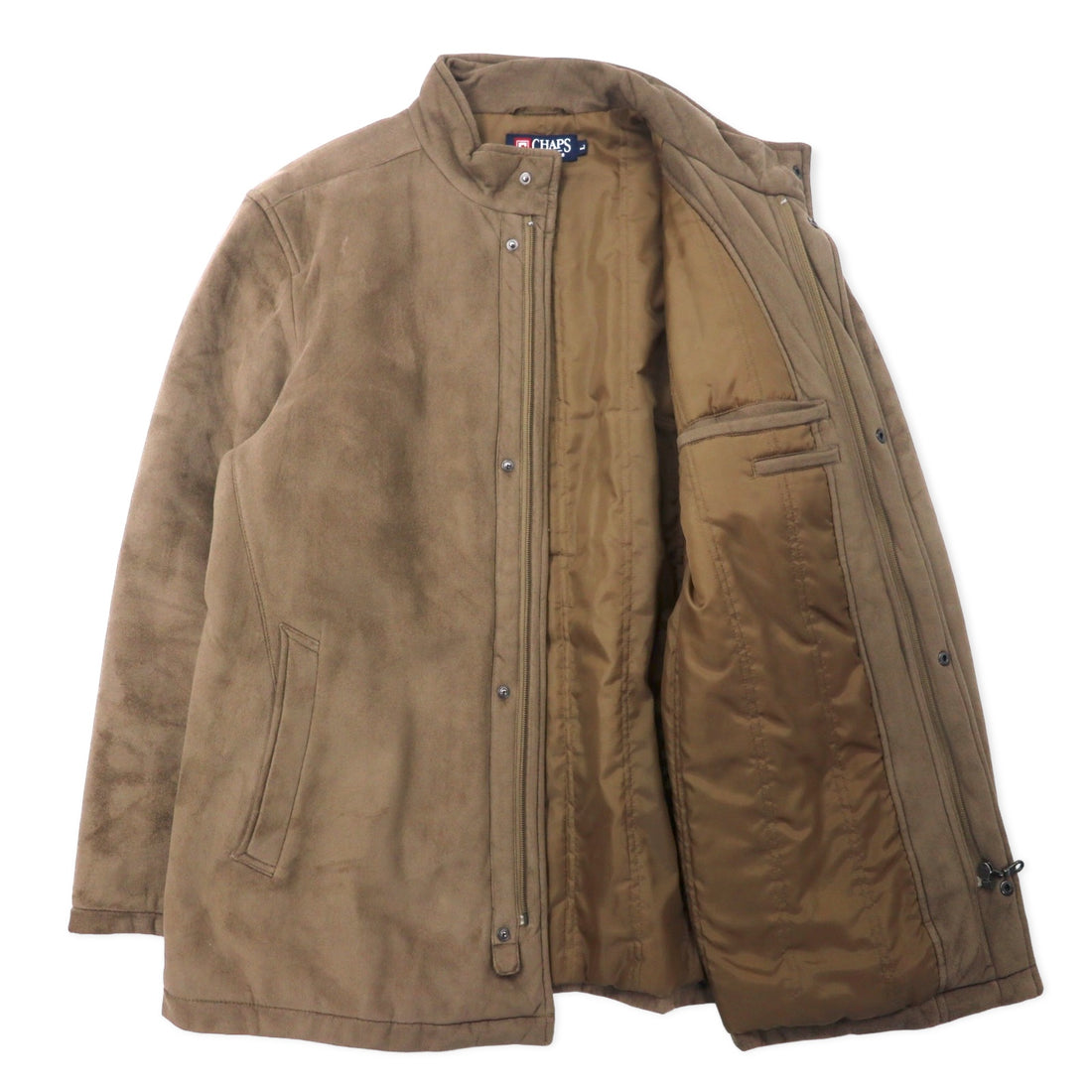 CHAPS Faux Suede Leather Insulation Jacket Coat Filling L Beige Polyester