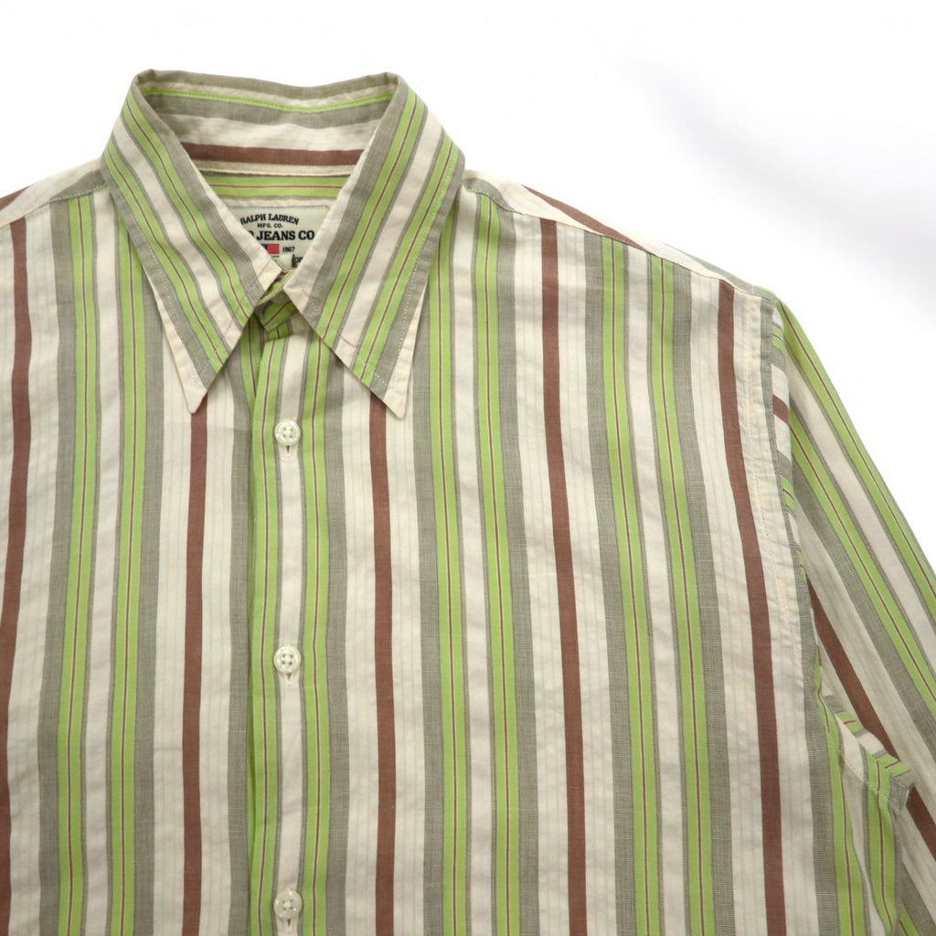 POLO JEANS CO. RALPH LAUREN 90s Multi-stripe shirt L Green Cotton