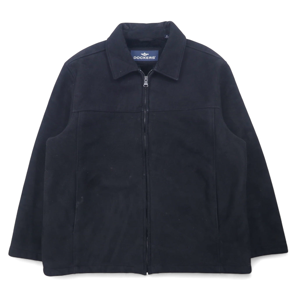 日本然リトテ-古着オンライン-DOCKERS 90年代 フェイク ムートンジャケット XL ブラック ポリエステル-DOCKERS 90's Fake Shearling Jacket XL Black Polyester