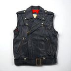 LEATHER AND FUR 102 Convertible 2-Way Double Rider Leather Jacket/Vest, Size M, Cowhide Leather with Detachable Arms