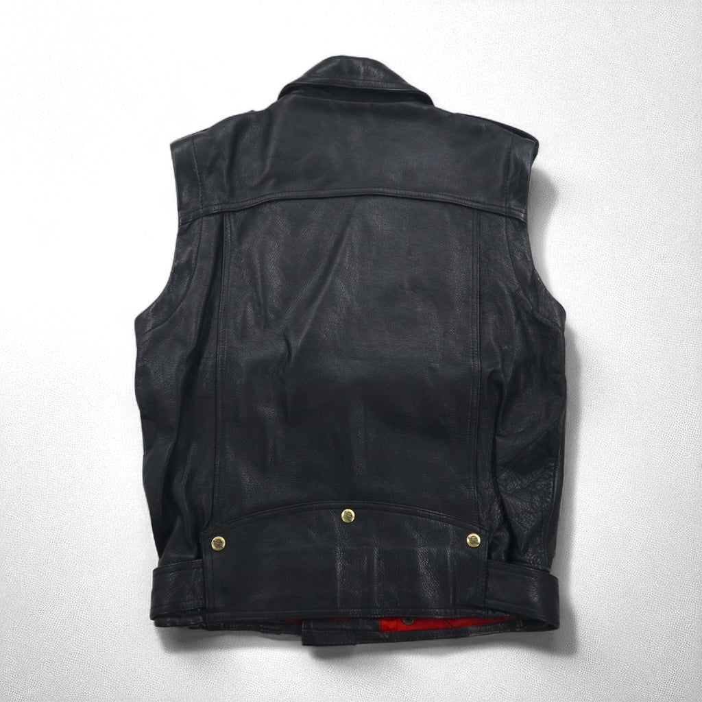LEATHER AND FUR 102 Convertible 2-Way Double Rider Leather Jacket/Vest, Size M, Cowhide Leather with Detachable Arms