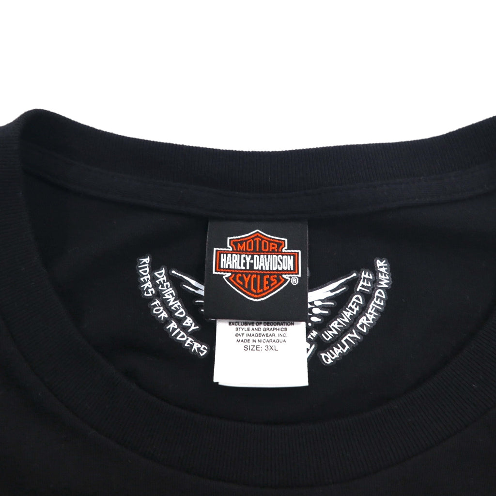 HARLEY DAVIDSON Skull Back Print T-Shirt 3XL Black Cotton BLACK JACK Made in Nicaragua