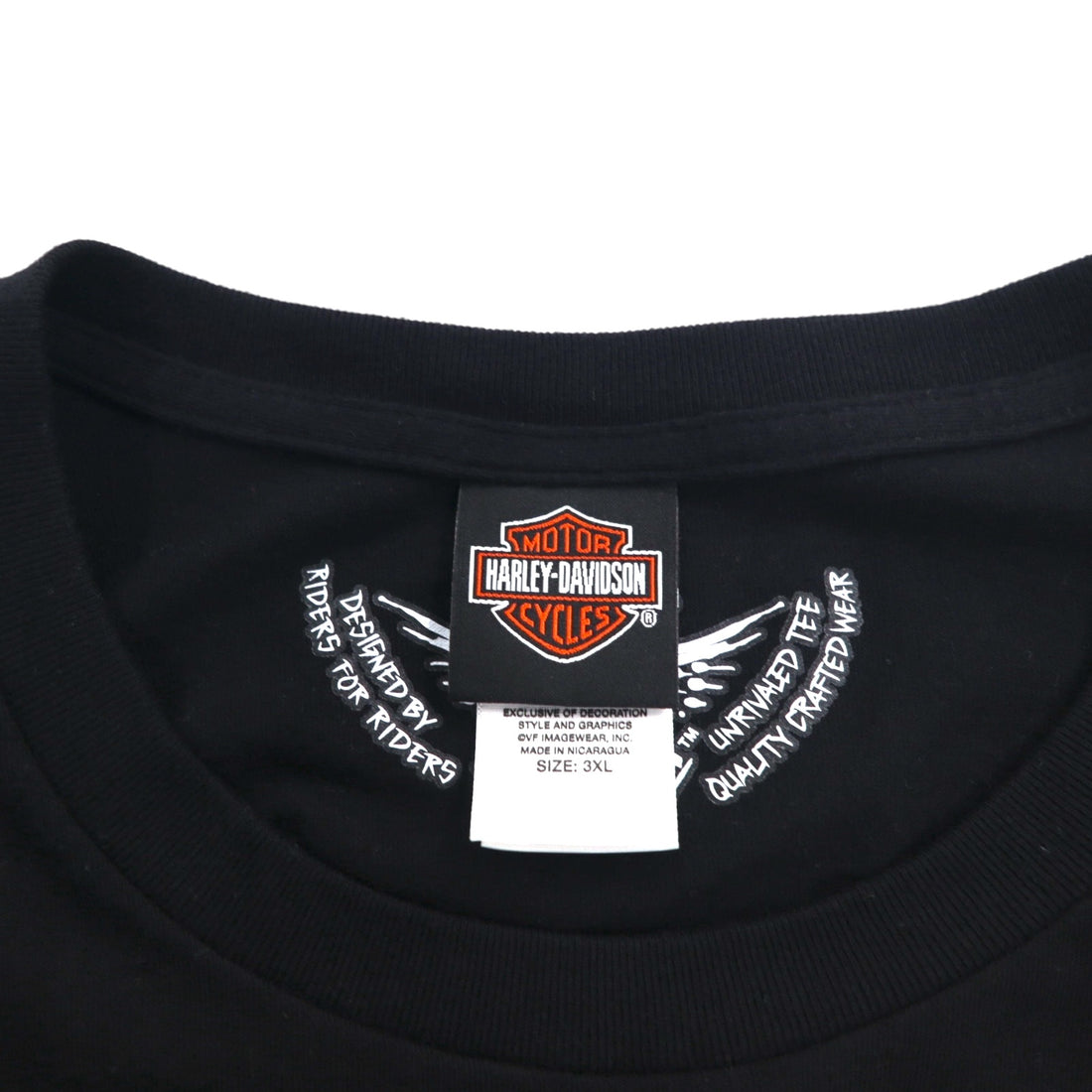 HARLEY DAVIDSON Skull Back Print T-Shirt 3XL Black Cotton BLACK JACK Made in Nicaragua